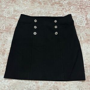 WHBM Black Mini Skirt with Buttons